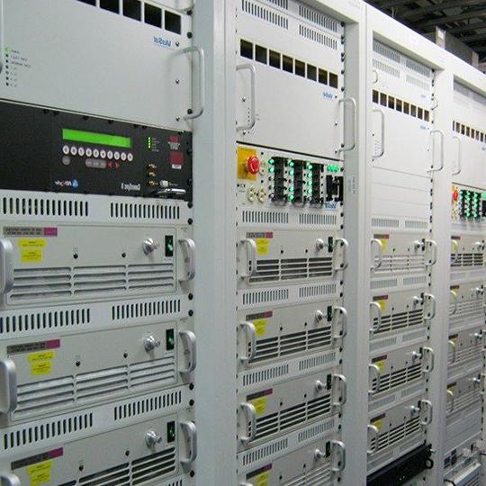 Close-up view of a wall in a server room