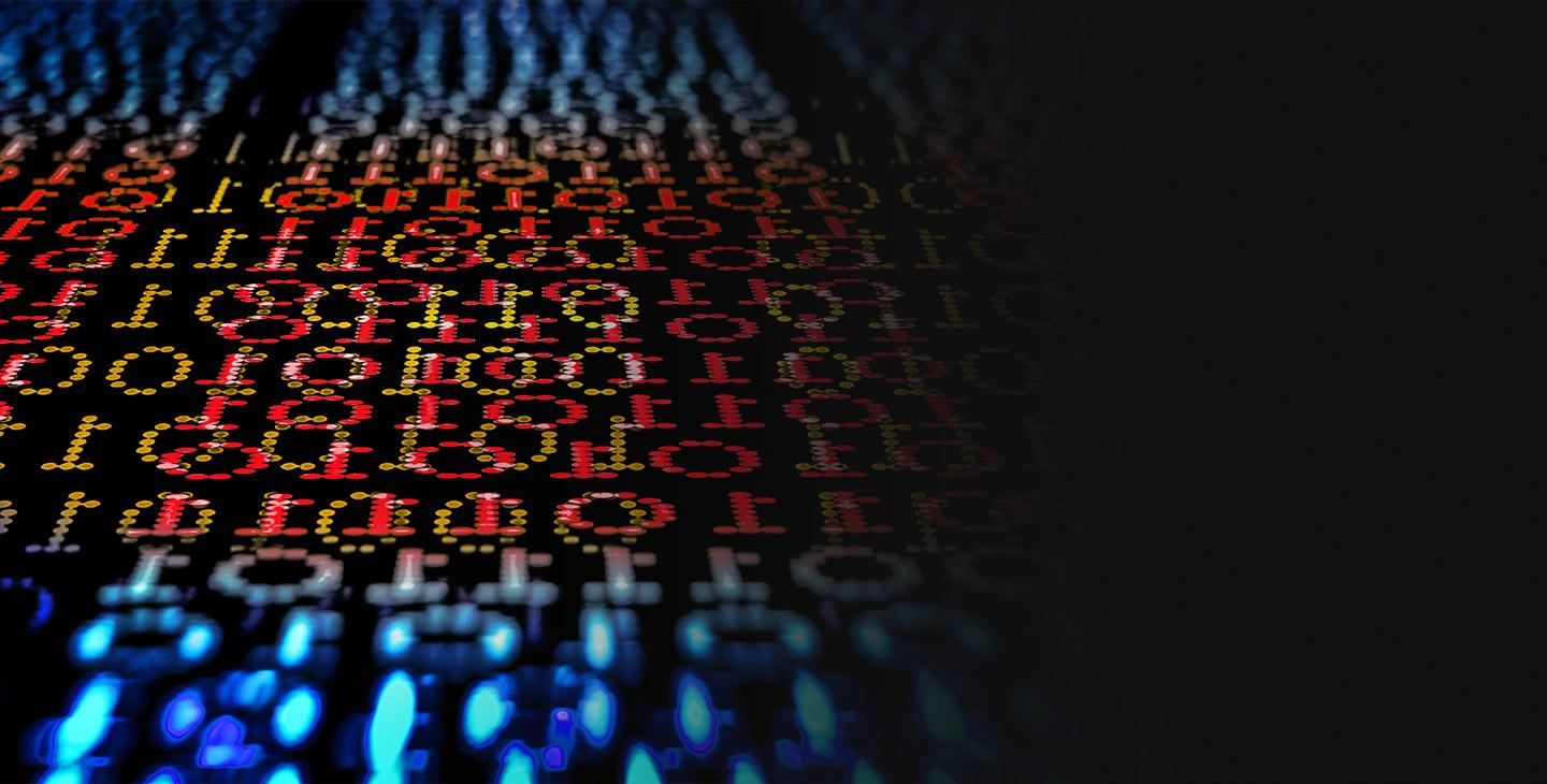 Close-up of red, yellow and blue numbers demonstrating enhanced cybersecurity services